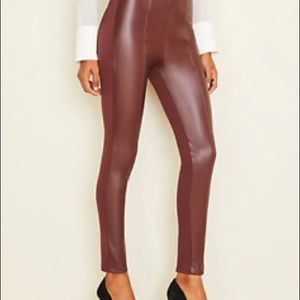 NWT Ann Taylor Burgundy Faux Leather Leggings, Size 10